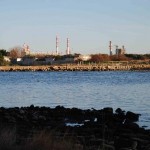 Brindisi: partial view of the large petrochemical pole built in the late 1950s. The decline of big companies in the production of basic chemical has led to a gradual restructuring a donwsizing of the plant, reducing considerably the number of employees.