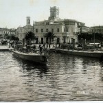 The port of Piraeus with the famous clock tower at the beginning of the 20th century