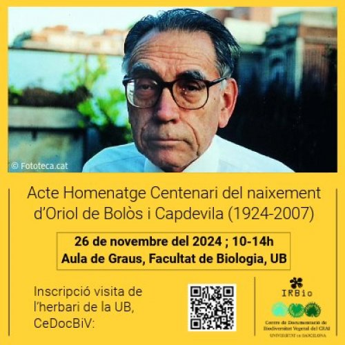 Acte d'Homenatge al Centenari del naixement d’Oriol de Bolòs i Capdevila (1924-2007)