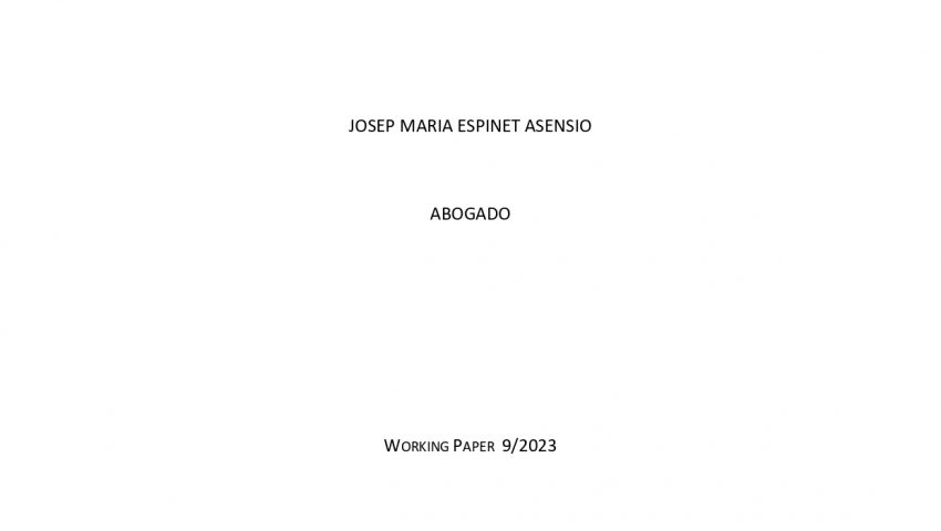 Working paper: “El fondo de reserva comunitario y su utilidad como objeto de una garantía pignoraticia”, Sr. Josep Maria Espinet Asensio