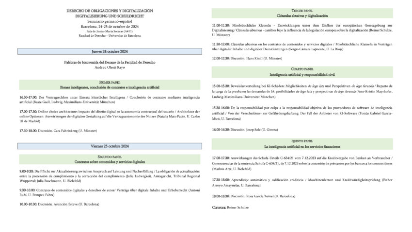 Esther ARROYO AMAYUELAS, «Aprendizaje automático y calificación crediticia (Maschinenlernen und Kreditwürdigkeitsprüfung)», 24-25 de octubre de 2024, Universitat de Barcelona