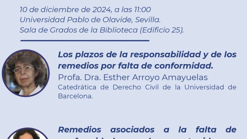 Esther ARROYO AMAYUELAS, “Los plazos de la responsabilidad y de los remedios por falta de conformidad”, 10 de diciembre de 2024, Universidad Pablo de Olavide