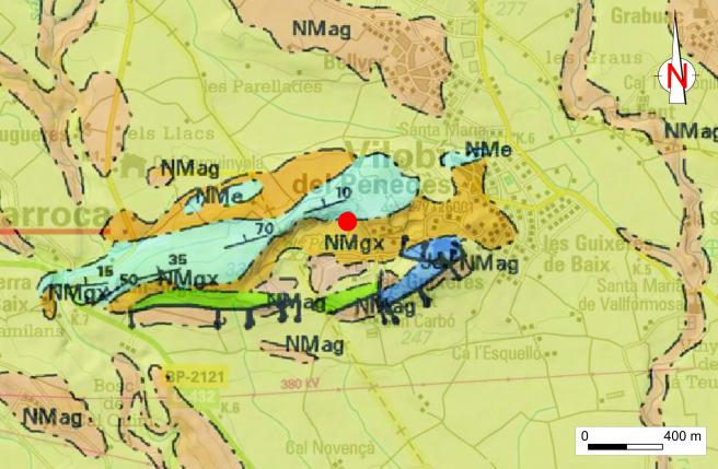 Mapa geològic de l'àrea on s'emplaça la pedrera