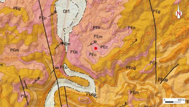 Mapa geològic de l'àrea on s'emplaça la pedrera