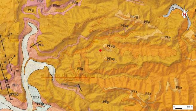 Mapa geològic de l'àrea on s'emplaça la pedrera