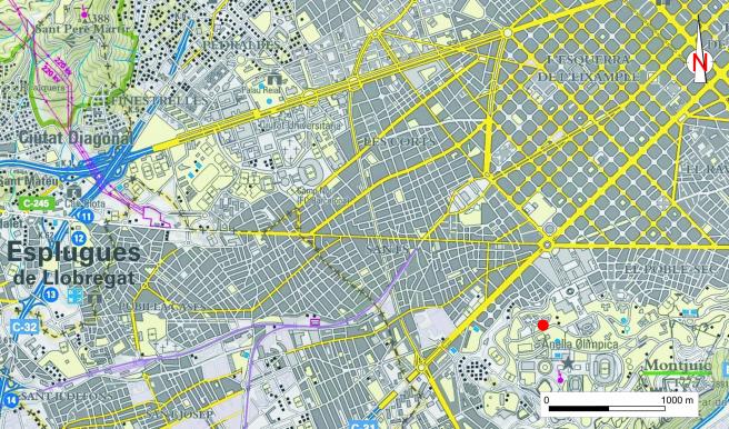 Localització de la pedrera en el mapa topogràfic a escala regional.