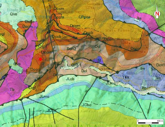 Mapa geològic de l'àrea on s'emplaça la pedrera