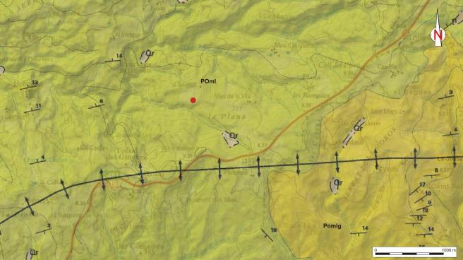 Mapa geològic de l'àrea on s'emplaça la pedrera