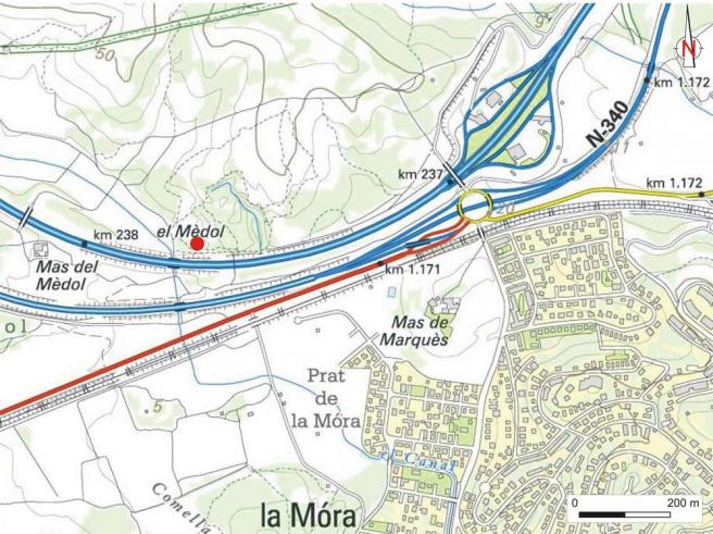 Localització de la pedrera en el mapa topogràfic a escala regional.