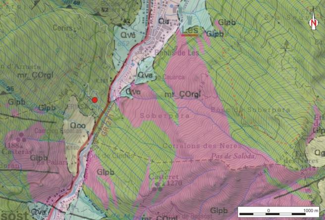 Mapa geològic de l'àrea on s'emplaça la pedrera.