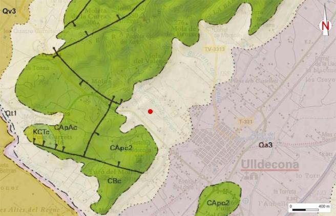 Mapa geològic de l'àrea on s'emplaça la pedrera