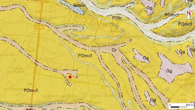 Mapa geològic de l'àrea on s'emplaça la pedrera