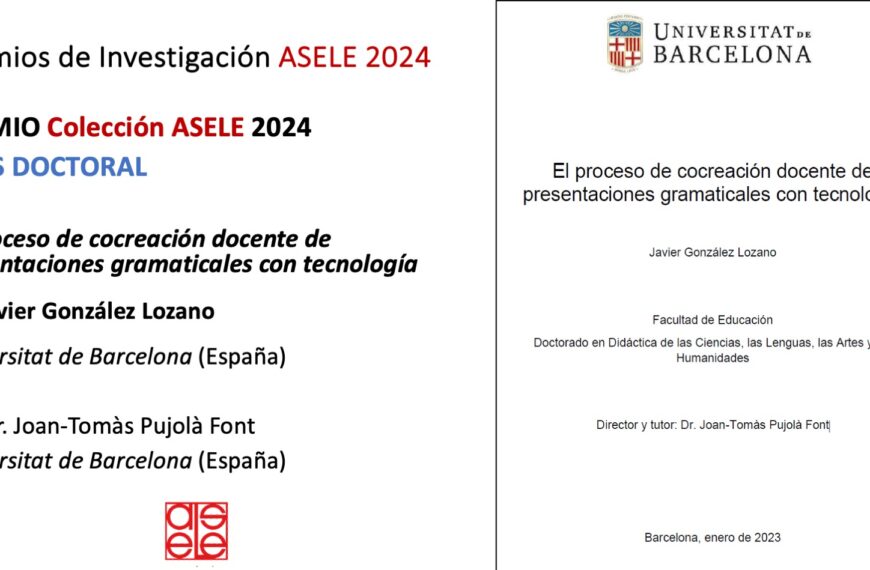 Premio Colección ASELE 2024 Tesis Doctoral para el Dr. Javier González Lozano