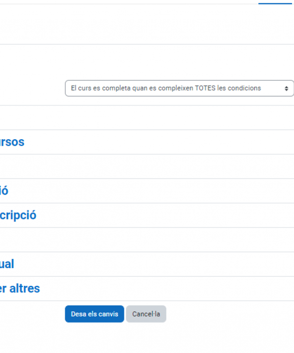 Com puc activar la compleció del curs?