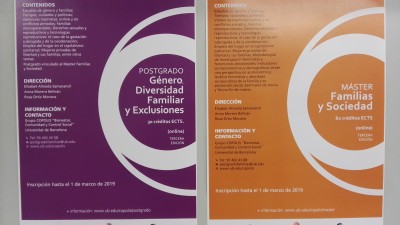 (Català) 3ª edició del “Màster en Famílies i Societat” i del Diploma d’Especialització de Postgrau vinculat a “Gènere, Diversitat Familiar i Exclusions”