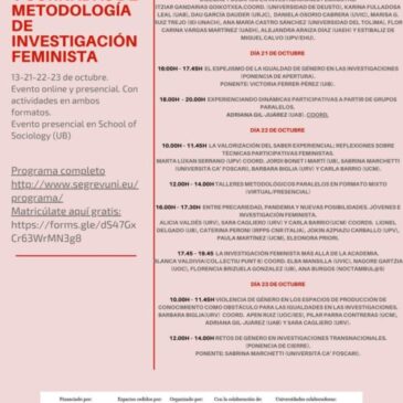 V Jornadas de Metodología de Investigación Feminista: Repensando los procesos de producción de conocimiento en tiempos de (post)pandemia