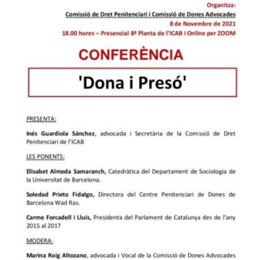 Elisabet Almeda participa en la conferència Dona i Presó