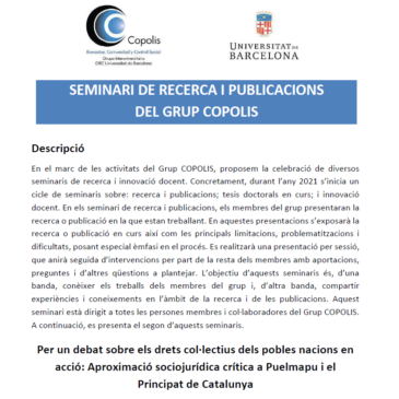 Segon seminari de recerca i publicacions del grup COPOLIS