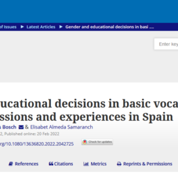 Nova publicació de membres de COPOLIS: Gender and educational decisions in basic vocational training: discussions and experiences in Spain