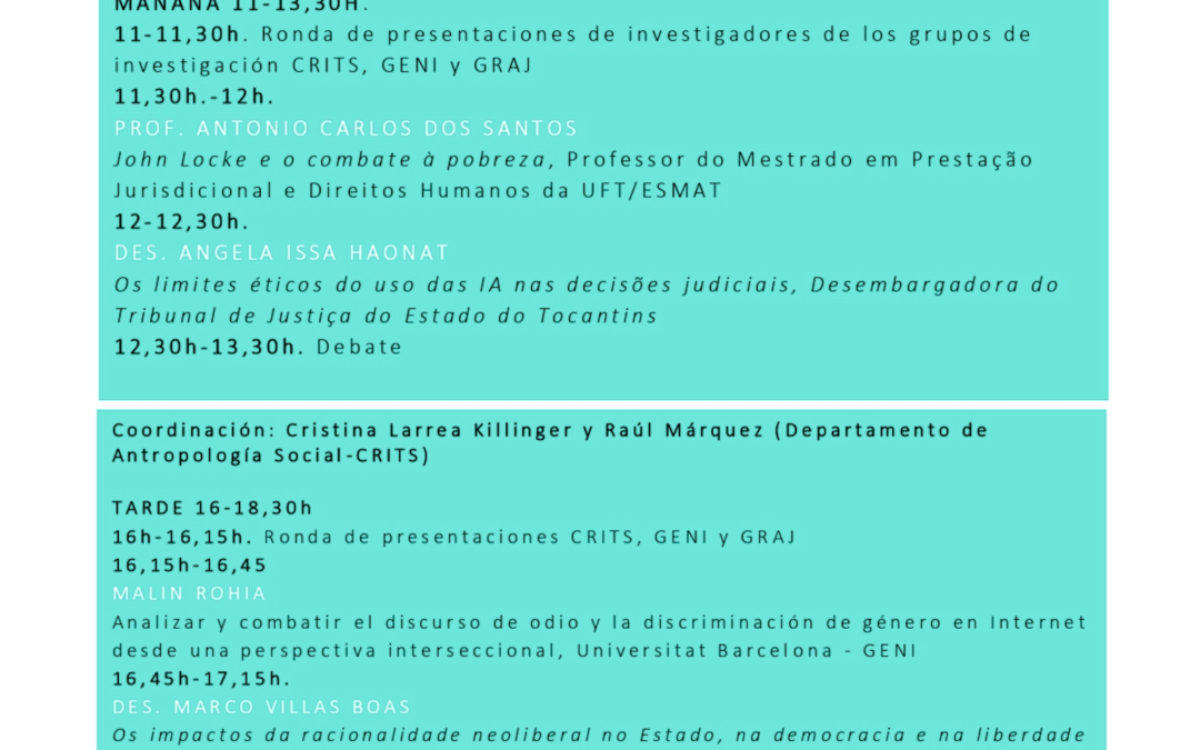 Conferència a càrrec de Cristina Larrea Killinger y Raúl Márquez: Derechos humanos, acceso a la justicia y políticas públicas