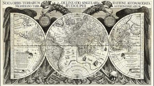 Mapa del mon que apareix a “Tabulae Rudolphine” (1627)