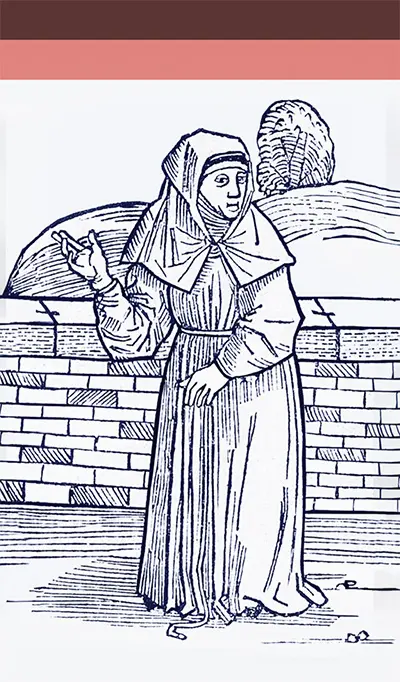 Gravat d’una beguina procedent de 'Des dodes dantz', Lübeck, 1489 (Wikimedia Commons)