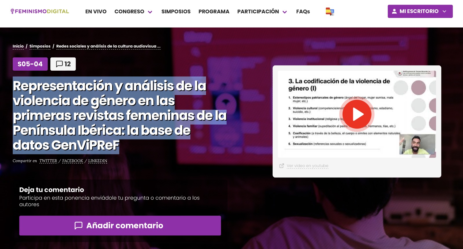 Representación y análisis de la violencia de género en las primeras revistas femeninas de la Península Ibérica: la base de datos GenViPReF