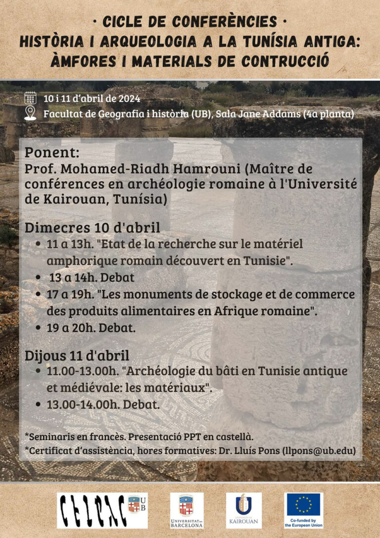 Cicle de conferències Història i  Arqueologia a la Tunísia antiga: àmfores i materials de construcció