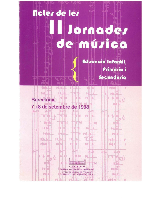 Actes de les II Jornades de Música: Barcelona 7 i 8 de setembre 1998