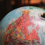 blue and brown desk globe