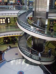 Stairs and lifts in a shopping centre