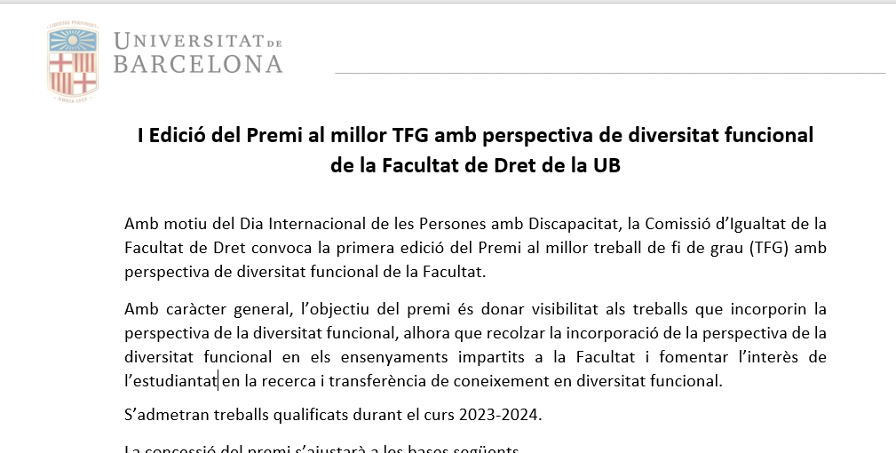 Convocatòries - Facultat De Dret - Universitat De Barcelona