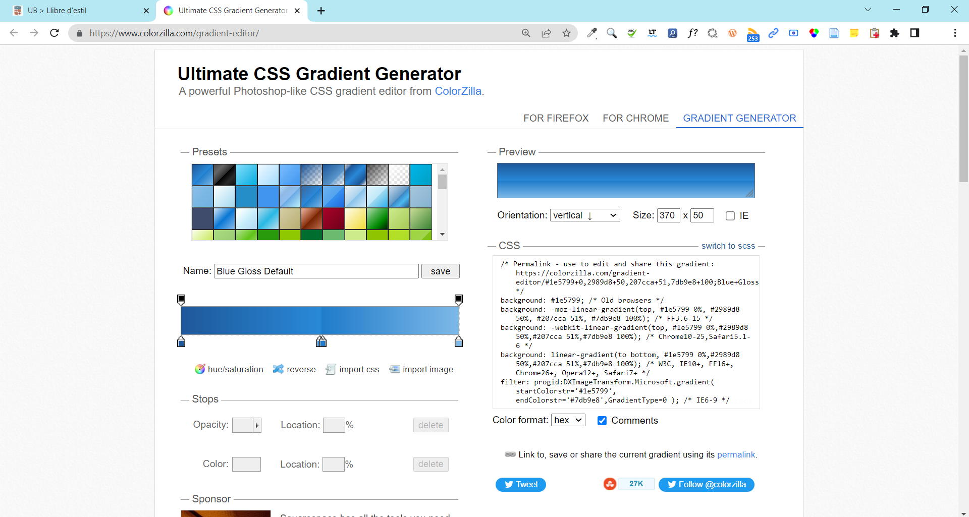 Opcions de generació de degradats amb CSS.