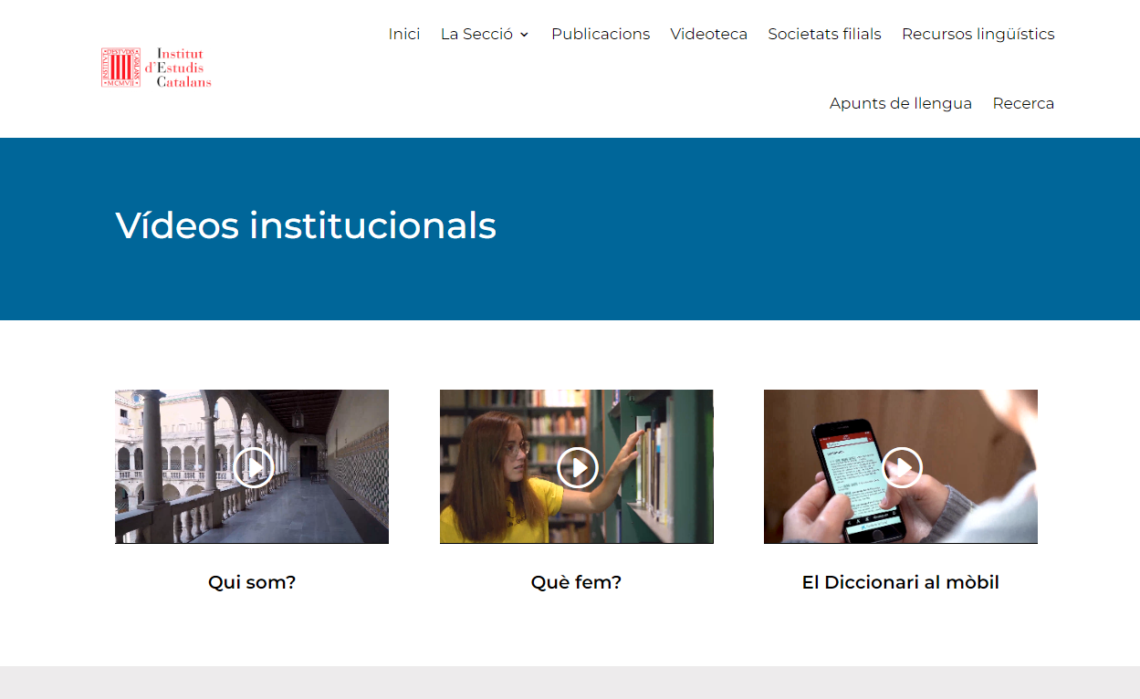 Vídeos institucionals, realitzats en col·laboració amb Aida Roca