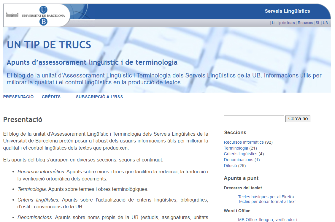 Presentació del blog Un tip de trucs