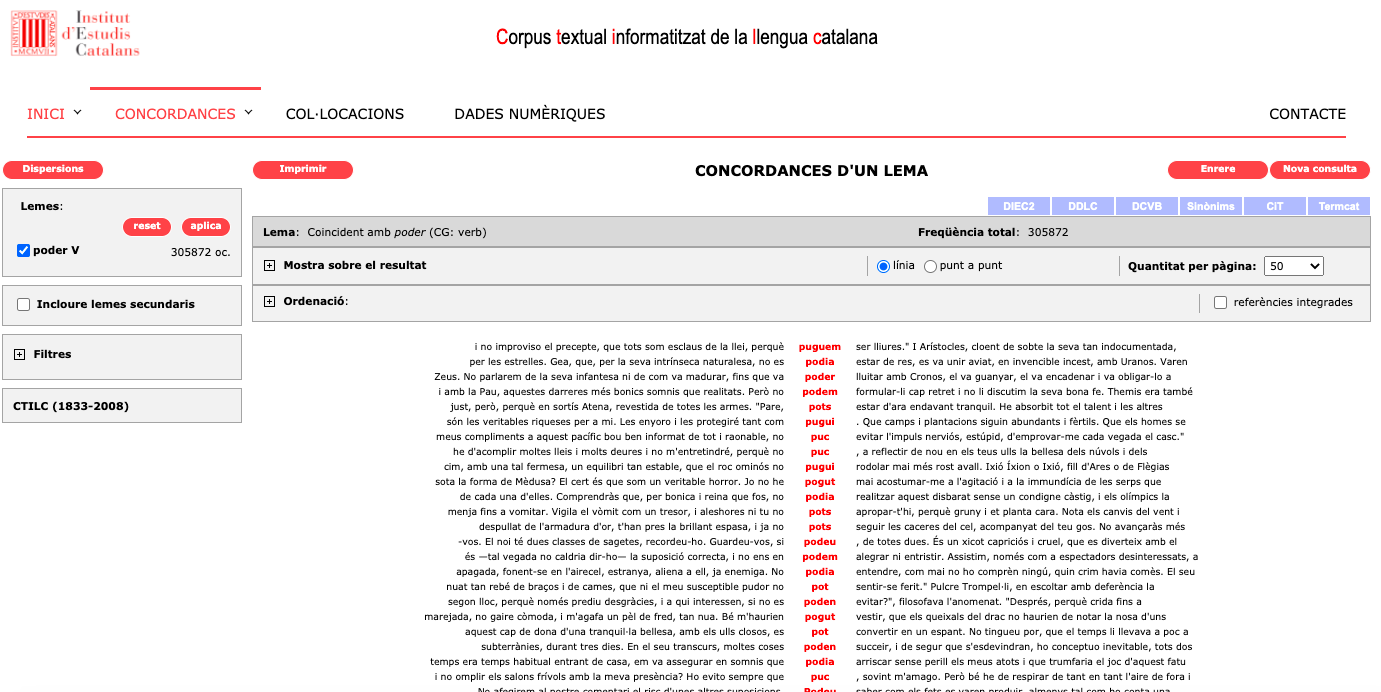 Concordances del lema verbal poder