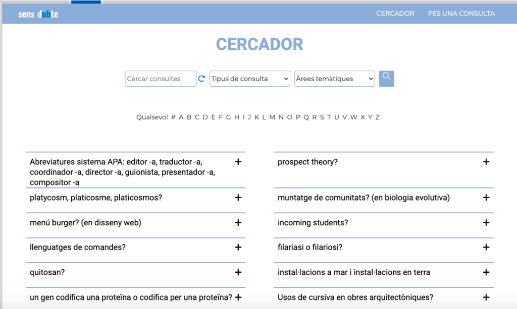 Cercador i llista de consultes