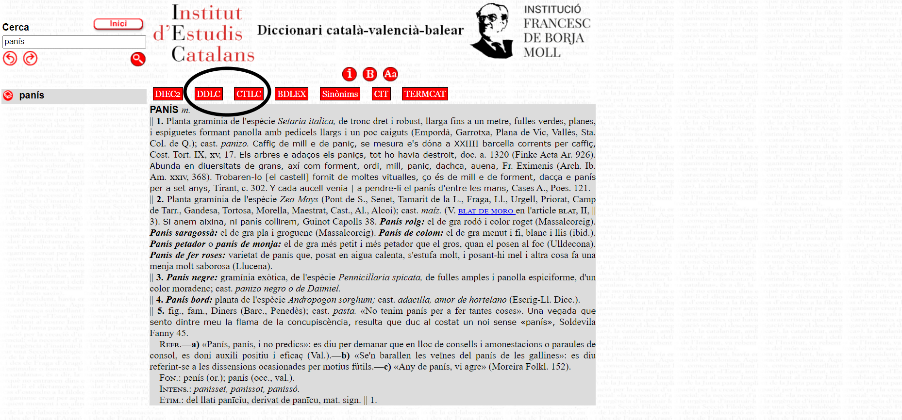 Accés a altres recursos per fer-hi la mateixa cerca.